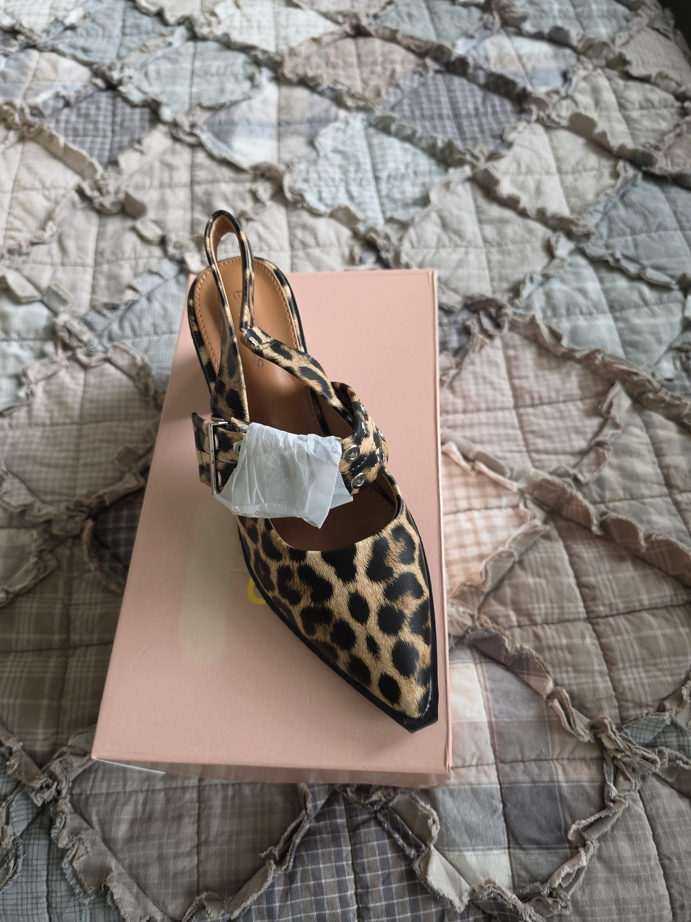 Leopard Print Pointed-Toe Slingback Heel - Women